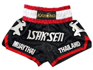 Short de Boxe Thai Noir Personnalisé : KNSCUST-1168